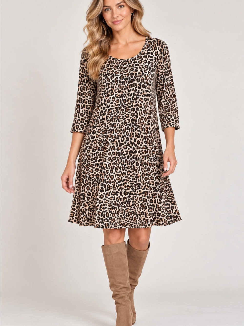 Soma Leopard Print Midi Dress - Brown & Black